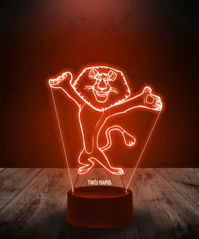 Lampka LED 3D Plexido Madagaskar Lew Alex