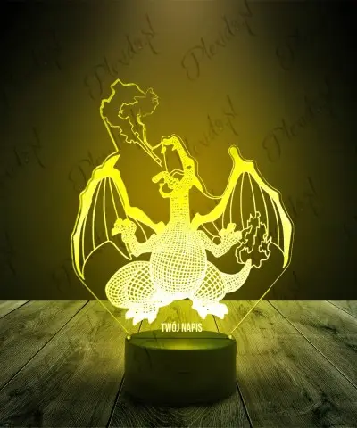 Lampka LED 3D Plexido Pokemon Charizard Ogień