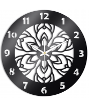 Zegar Ścienny do Salonu Plexido Czarny Kwiat Symetryczny - 1