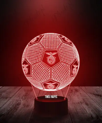 Lampka LED 3D Plexido z Nadrukiem Piłka Nożna Klub S.L. Benfica - 1