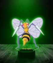 Lampka LED 3D Plexido z Nadrukiem UV Pokemon Beedrill - 3