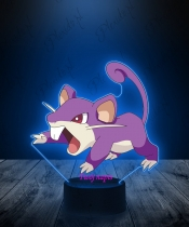 Lampka LED 3D Plexido z Nadrukiem UV Pokemon Rattata - 3