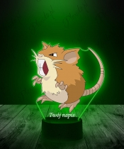 Lampka LED 3D Plexido z Nadrukiem UV Pokemon Raticate - 3