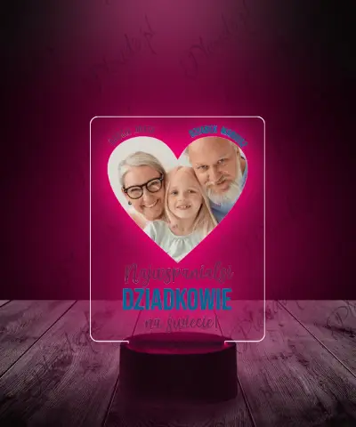 Lampka LED 3D Plexido Prezent na Dzień Babci i Dziadka Twoje Zdjęcie - 1
