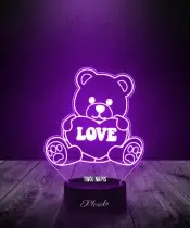 Prezent na Walentynki Lampka LED 3D Plexido Walentynki Miś Love - 3