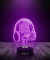 Lampka LED 3D Plexido Muzyka Słuchawki z Mikrofonem Wokalista - 3