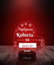 Lampka LED 3D Plexido Prezent na Dzień Kobiet Serce Dla Najlepszej Kobiety