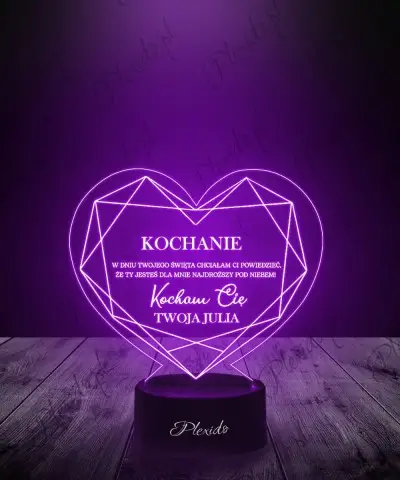 Lampka LED 3D Plexido Prezent na Prezent Dzień Mężczyzny Wieczne Serce