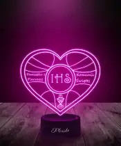 Pamiątka Pierwszej Komunii Świętej Serce Lampka LED 3D Plexido - 2