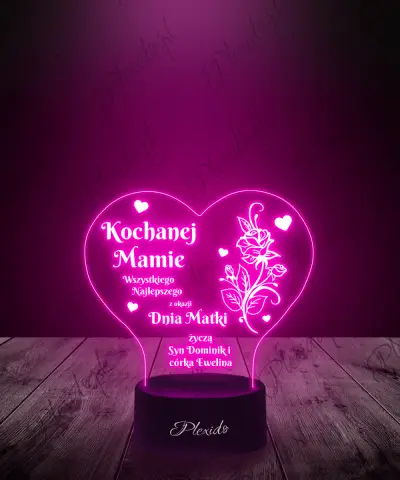 Prezent dla Mamy na Dzień Matki Lampka LED 3D Plexido Serce