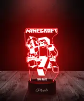 Lampka LED 3D Plexido Gra Minecraft Steve z Kilofem - 3