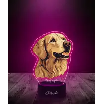 Lampka LED 3D Plexido z Nadrukiem Pies Golden Retrieve - 3