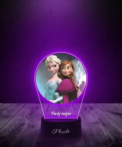 Lampka LED 3D Plexido z Nadrukiem Kraina Lodu Elsa i Anna - 1