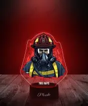 Feuerwehrmann in Flammen 3D-LED-Lampe | Plexido