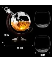 Whiskey Set Globe Carafe + 2 Glasses as a Gift