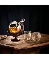 Whiskey Set Globe Carafe + 2 Glasses as a Gift