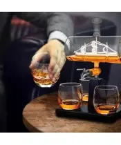 Zestaw do Whisky Karafka Statek + 4 Szklanki na Prezent