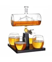 Whiskey Set Carafe Ship + 4 Glasses as a Gift