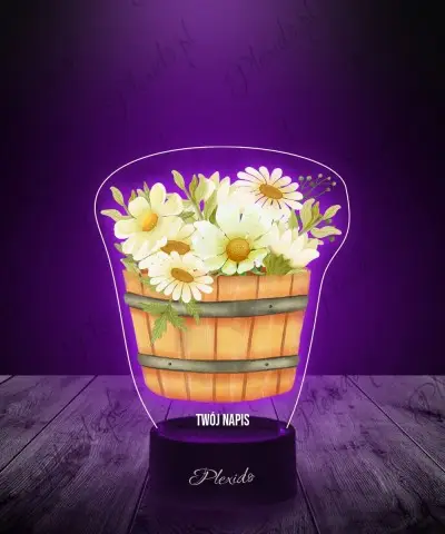 Lampka LED 3D z Nadrukiem Kwiaty w Beczce