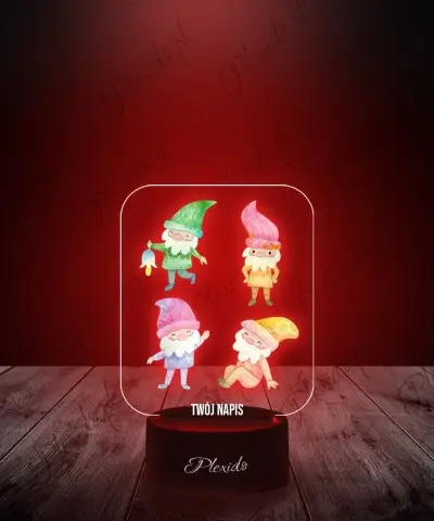 Lampka LED 3D z Nadrukiem Krasnale Ogrodowe