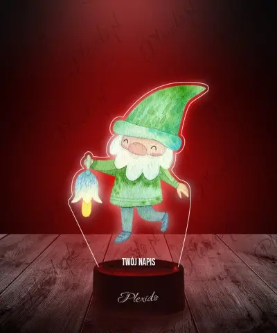 Lampka LED 3D z Nadrukiem Krasnal z Latarenką