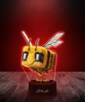 Lampka LED 3D Plexido z Nadrukiem Pszczoła Minecraft