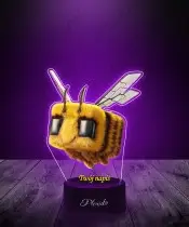 Lampka LED 3D Plexido z Nadrukiem Pszczoła Minecraft
