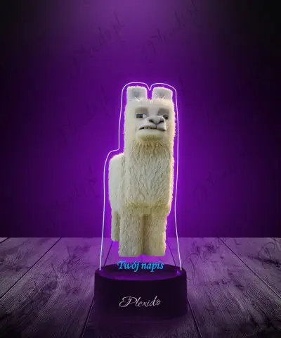 Lampka LED 3D Plexido z Nadrukiem Zdenerwowana Lama Minecraft