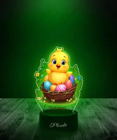 Lampka LED 3D Plexido Kurczak W Koszyczku z Pisankami