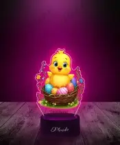 Lampka LED 3D Plexido Kurczak W Koszyczku z Pisankami