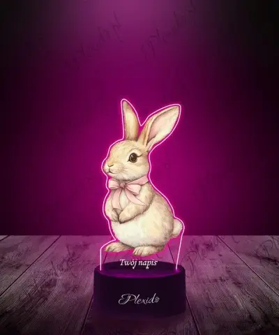 Lampka LED 3D Plexido Zajączek Wielkanocny Z Kokardką