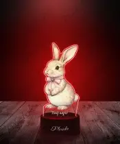 Lampka LED 3D Plexido Zajączek Wielkanocny Z Kokardką