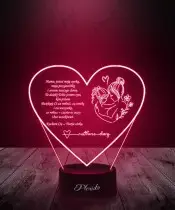 Lampka LED 3D Serce Z Życzeniami Na Dzień Matki