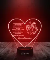 Lampka LED 3D Serce Z Życzeniami Na Dzień Matki