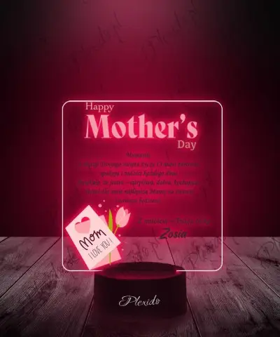 Lampka LED 3D z Nadrukiem Laurka Na Dzień Matki