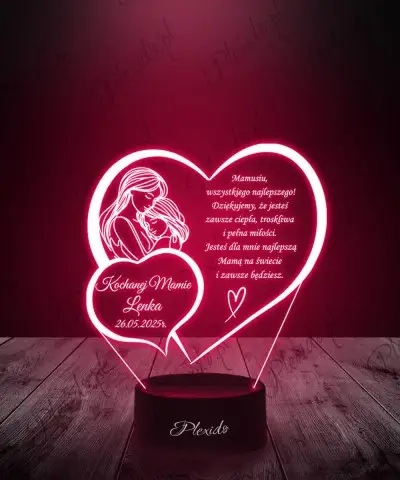 Lampka LED 3D Dwa Serca Na Dzień Matki