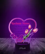 Lampka LED 3D z Nadrukiem Serce Tulipany Dzień Mamy