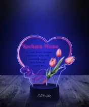 Lampka LED 3D z Nadrukiem Serce Tulipany Dzień Mamy