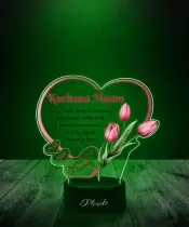 Lampka LED 3D z Nadrukiem Serce Tulipany Dzień Mamy