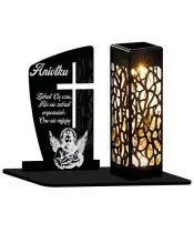 Candle Statue Led on the Grave All Saints Cemetery Tombstone Cross Patterns