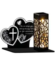 Solar LED Candle XL Premium Souvenir Two Silver Hearts All Saints' Day