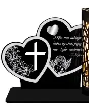 Solar LED Candle XL Premium Souvenir Two Silver Hearts All Saints' Day