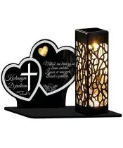 Openwork Solar LED Candle Two Hearts Patterns Sentences Gold