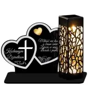 Openwork Solar LED Candle Two Hearts Patterns Sentences Gold