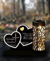 Openwork Solar LED Candle Two Hearts Patterns Sentences Gold
