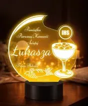 Pamiątka Pierwsza Komunia Święta IHS Eucharystia Lampka LED Plexido