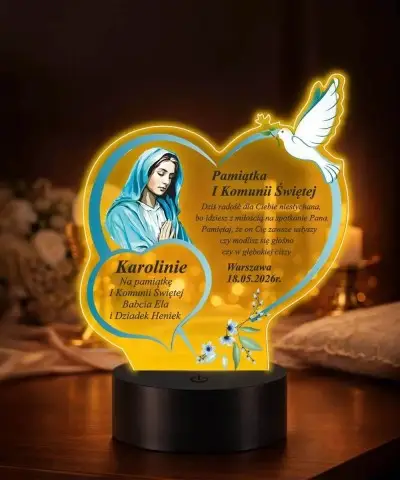 Lampka LED Plexido Pamiątka Pierwszej Komunii Maryja