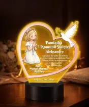 Lampka LED 3D Pamiątka Dla Dziewczynki na Komunię Świętą