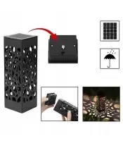 Znicz Solarny LED Na Pomnik Statuetka Na Grób Srebrne Zdobienie Krzyż 3D