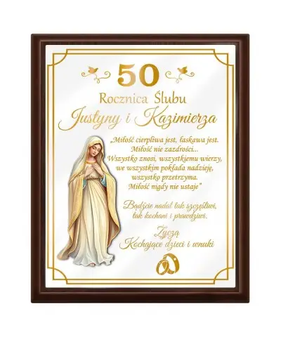 Pamiątka Z Okazji Rocznicy Ślubu Ramka Z Życzeniami Na Prezent Z Grawerem